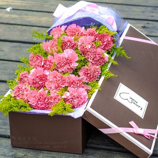 母亲节康乃馨礼盒同城鲜花速递铁岭银州清河区调兵山开原市鲜花店