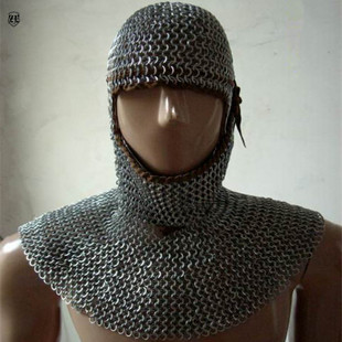 头巾 欧美代购 经典复古骑士黑甲头巾平环楔铆接 中世纪时期 收藏品