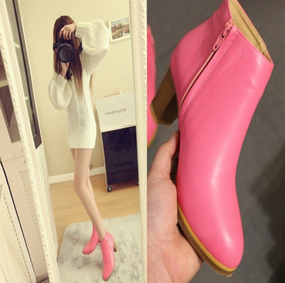 粉色短靴搭配全身图片图片