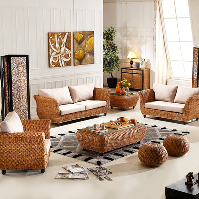 真藤沙发组合客厅藤编藤艺藤沙发藤制沙发五件套天然水草藤沙发