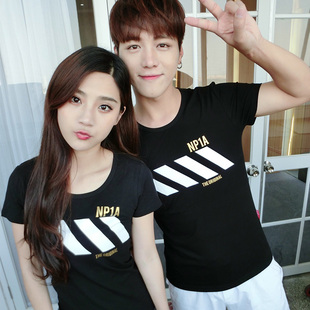 情侣装夏装2017新款韩版个性潮修身显瘦男女装上衣服半袖短袖t恤
