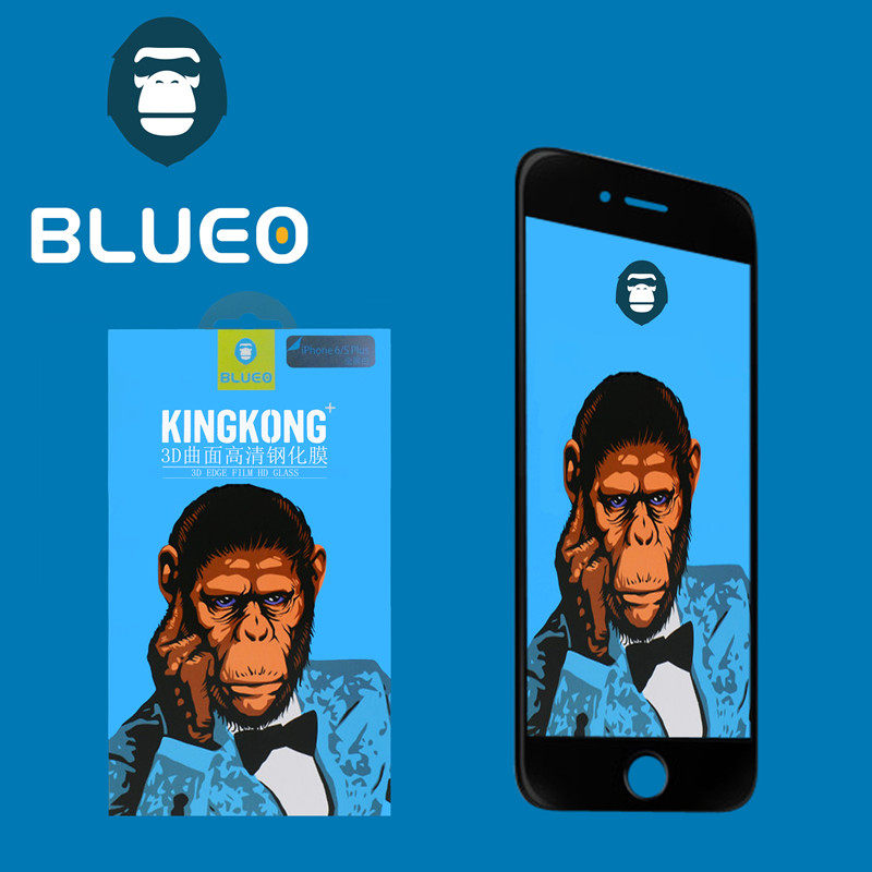 蓝橙全屏覆盖真3d曲面高清钢化蓝猩苹果iphon7/7plus全覆盖钢化膜