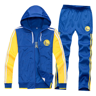 勇士出场服库里萌神篮球服长袖秋冬运动服套装大码运动服抓绒外套