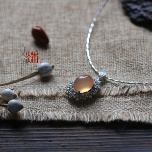 【木炎文创|原设】精工青鱼石/鱼枕石/鱼惊石蛋面镶嵌吊坠配银链