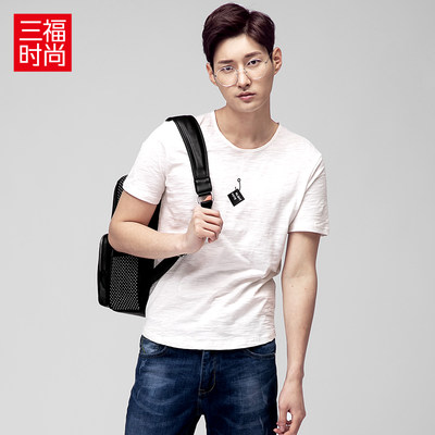 三福男装2017夏装新品圆领男士印花t恤短袖368069_不打折现价59.00元