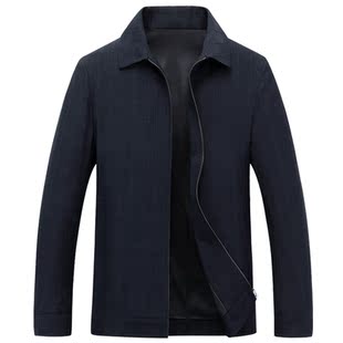 男装 正品男装 中年男士夹克高档外套商务薄款夹克男翻领春 男装茄克