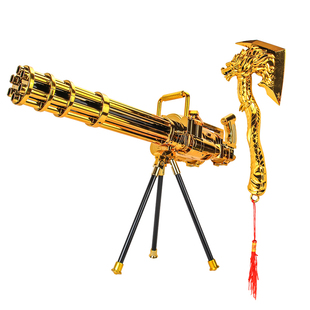 加特林电动连发水弹枪带旋转儿童土豪金加特林重机枪水晶弹玩具枪