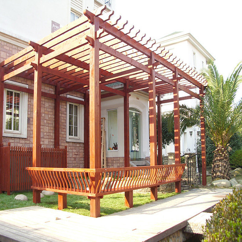 定制户外防腐木葡萄架子庭院爬藤架 碳化木花架廊架实木阳台凉亭