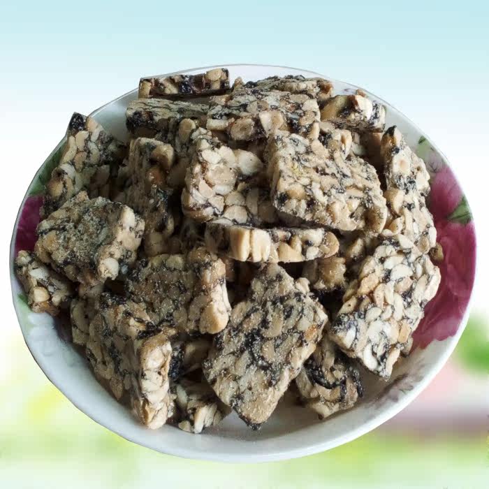 安徽安庆特产 黑芝麻花生炒米糖 枞阳纯手工零食米花冻米糖500g