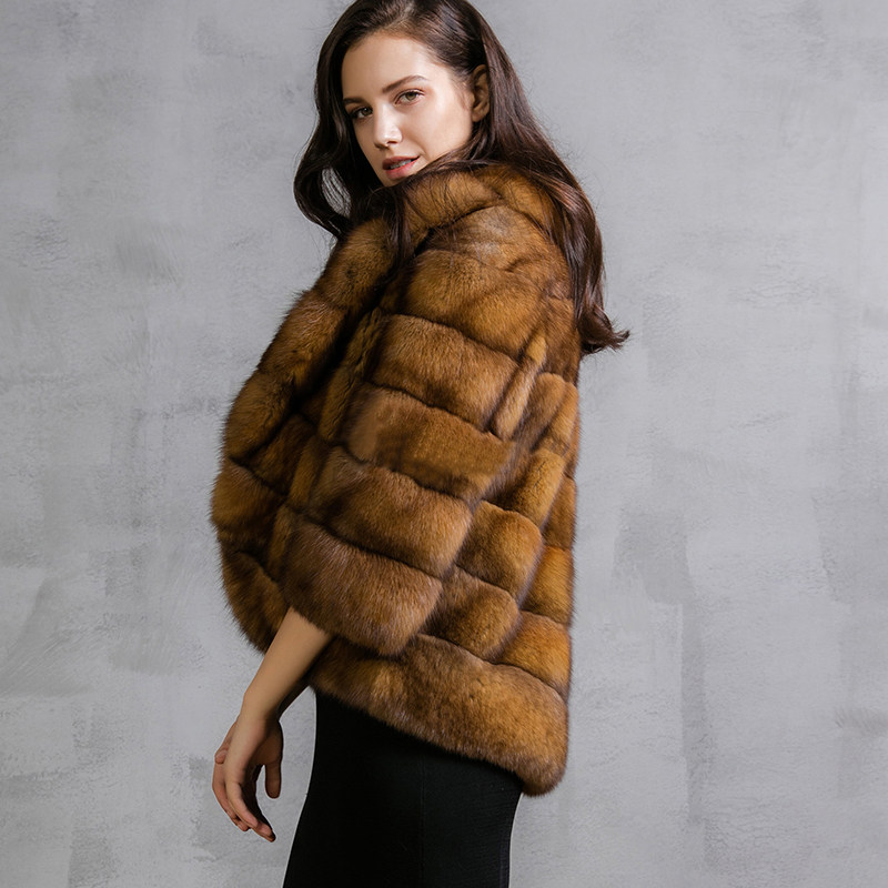 befurs 挚爱无尽黄金貂系列 摩登奢华大翻领紫貂裘皮皮草外套短款