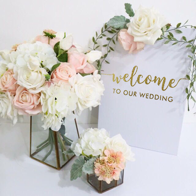 2017新款welcome to our wedding闪金色 婚礼迎宾牌 签到装饰板