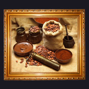 咖啡厅 咖啡 制作 可可豆 壁画 挂画 油画 咖啡厅 现代装饰画 墙画