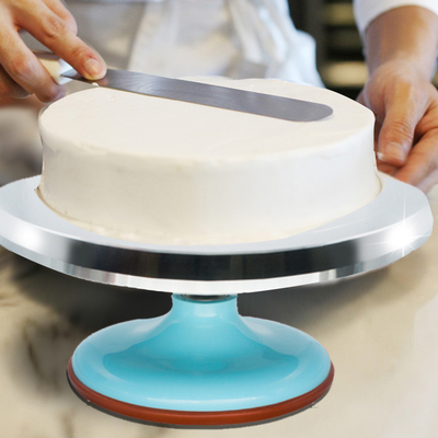 烘焙工具 钢化玻璃蛋糕裱花转台 铝合金裱花台 蛋糕转盘 防滑转台