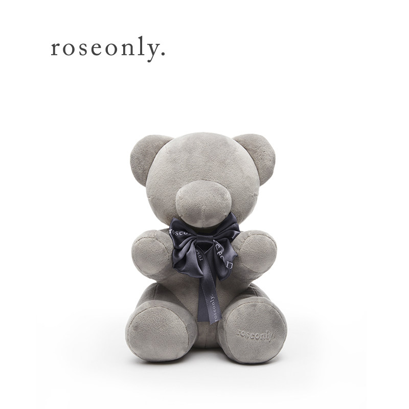 roseonly玫瑰礼盒抱抱熊与嫣红花球浪漫组合 七夕送爱人礼物推荐