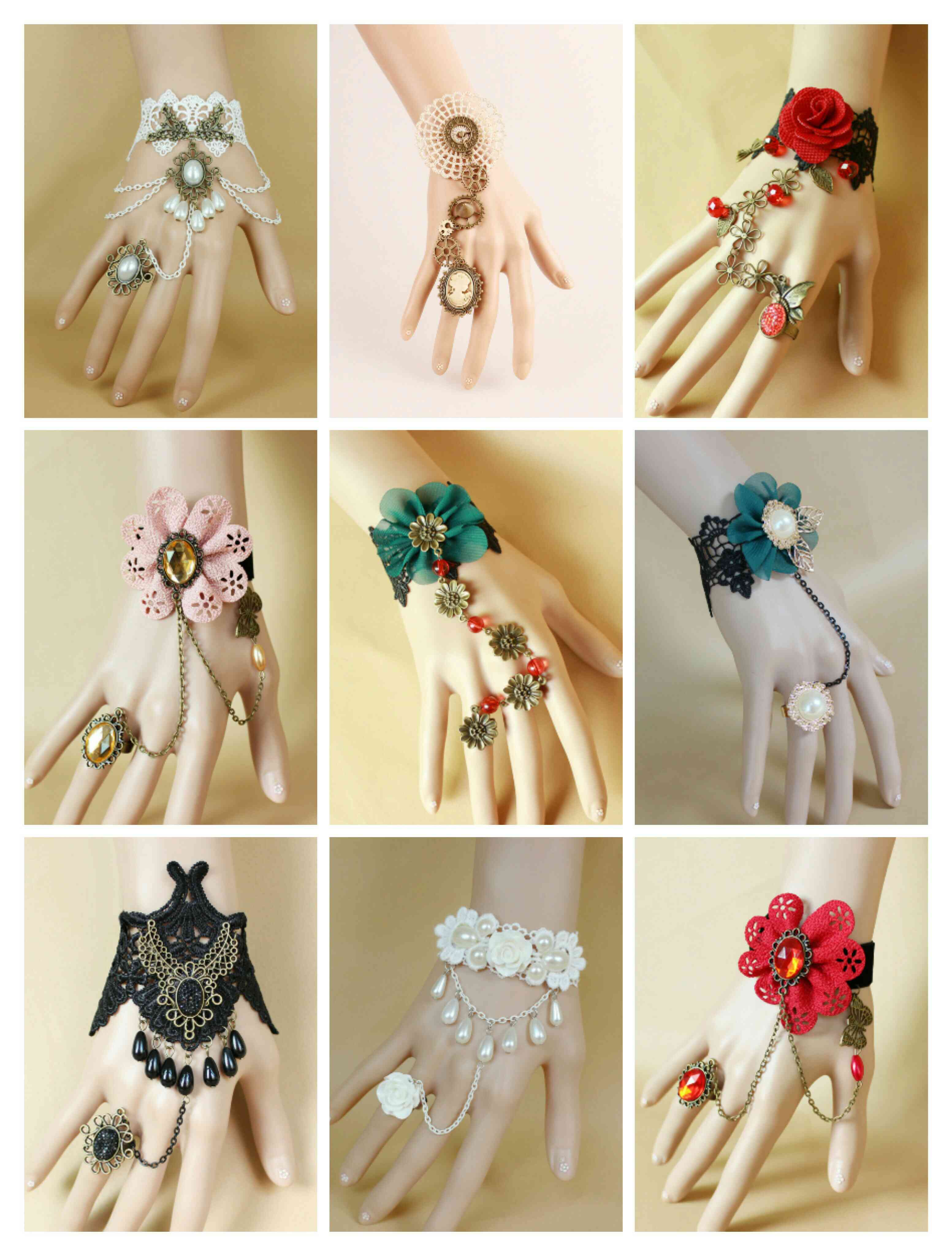 手链戒指一体链女宫廷日韩复古公主风学生民族风结婚套装手镯手环