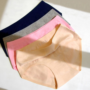 女士无痕内裤女纯棉一片式全棉少女棉质面料中腰女学生女士三角裤