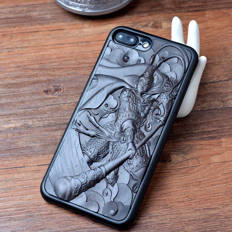 檀木立体浮雕齐天大圣孙悟空归来苹果7plus手机壳iphone6plus潮男