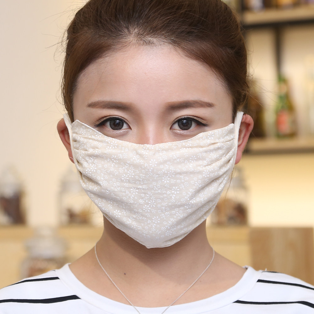 夏季护眼角口罩女纯棉透气防尘口时尚小碎花发晒防紫外线韩版加大