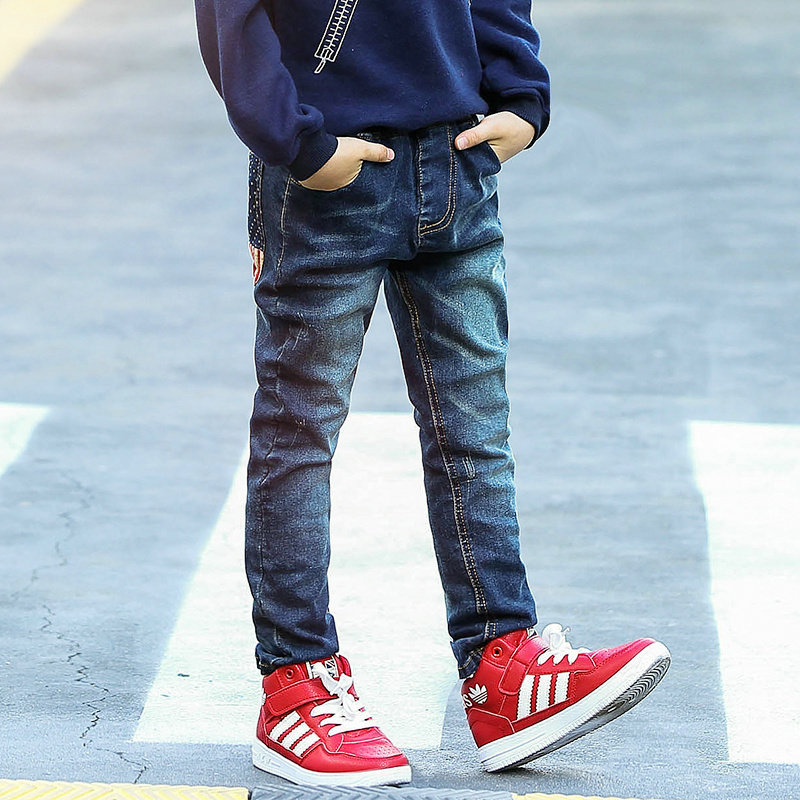 童装男童裤子儿童牛仔裤加绒加厚中大童男宝宝小脚裤春装春秋长裤