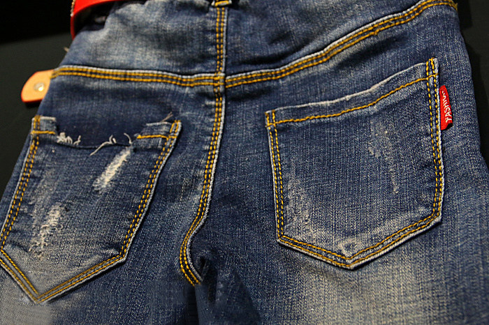 女童超赞版型弹力修身砂洗牛仔铅笔裤2017春装新品 不带皮带