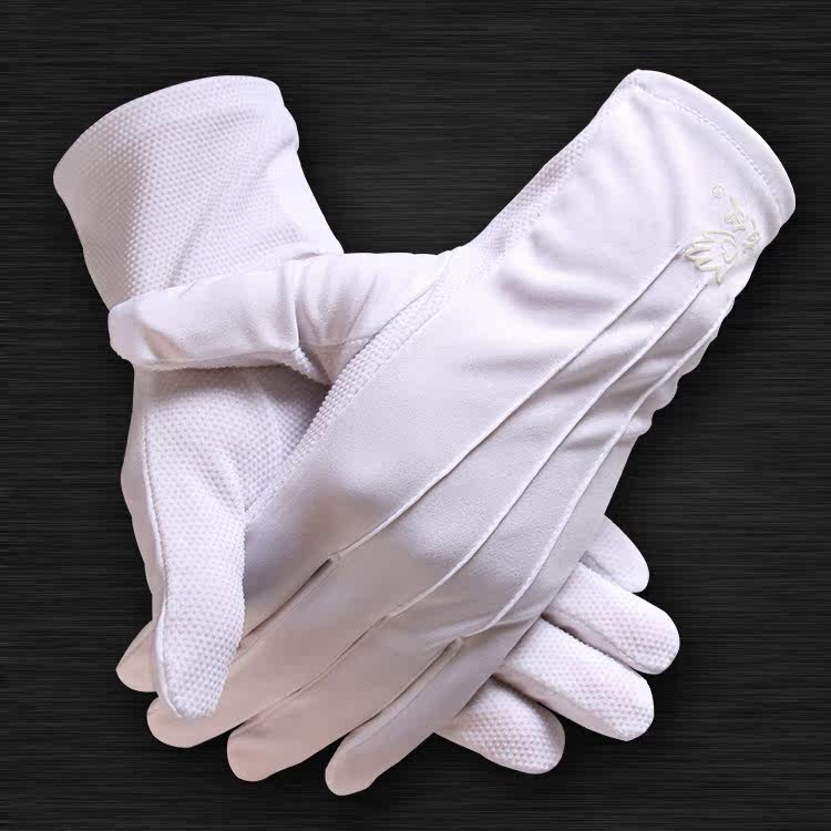 友谊礼仪白色手套涤纶三筋礼宾安保安检阅兵执勤站岗手套男女