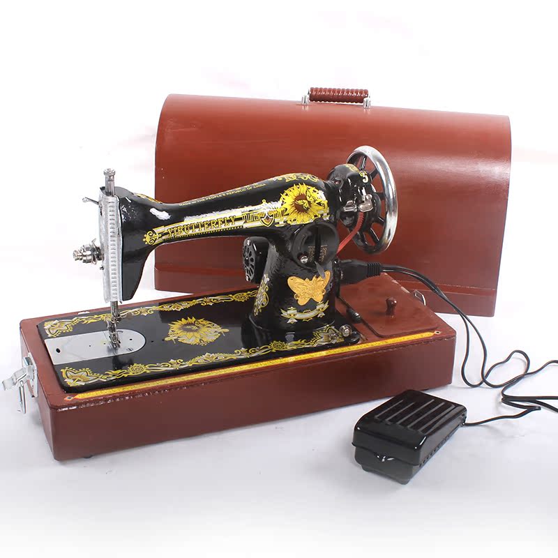 家用老式缝纫机 正品飞人牌 电动台式蜜蜂牌机头脚踏吃厚衣车包邮