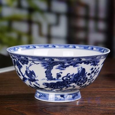 景德镇青花瓷碗中式家用骨瓷米饭碗面碗特色仿古碗高脚碗单碗餐具