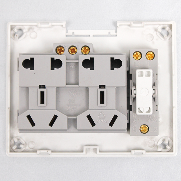 明装一开十孔插座家用开关面板超薄明线墙壁单开双控带双五孔插座