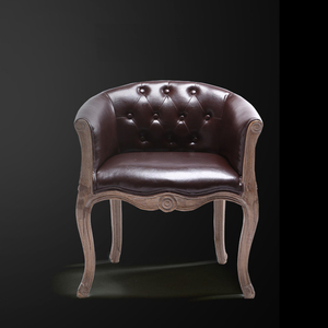 欧式书房椅美式乡村单人实木沙发复古休闲椅客厅咖啡厅酒店洽谈椅