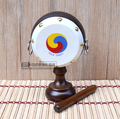 韩国民俗工艺品韩国圆鼓腰鼓摆件挂鼓朝鲜族工艺品摆件吉祥平安鼓