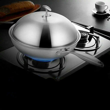 康怡乐德国304五层不锈钢炒锅不粘锅无涂层无油烟燃气电磁炉通用_3折