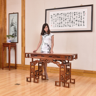红木明清古典家具缅甸花梨木琴桌中式仿古玄光桌条案琴台抚琴台