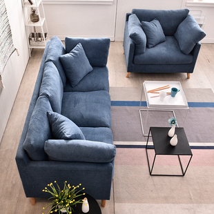北欧风格布艺乳胶沙发组合三人位宜家简约客厅转角布艺沙发可拆洗