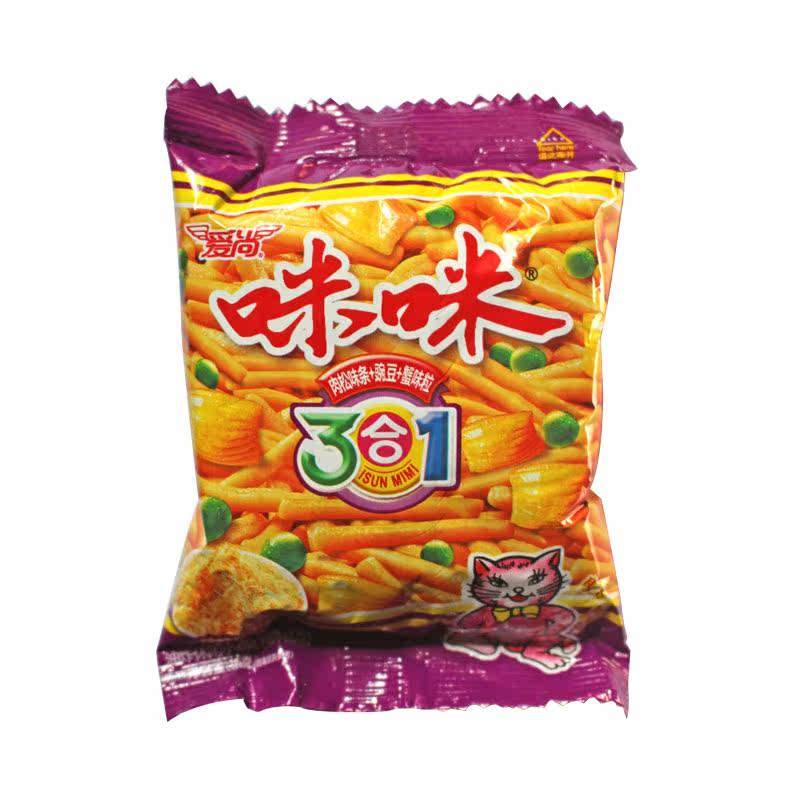 爱尚咪咪3合1肉松味16g怀旧零食品膨化休闲办公室小吃满38元包邮