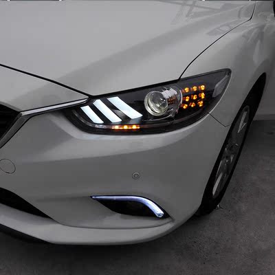 马自达阿特兹大灯总成改装氙气灯前照灯野马款led流光泪眼日行灯