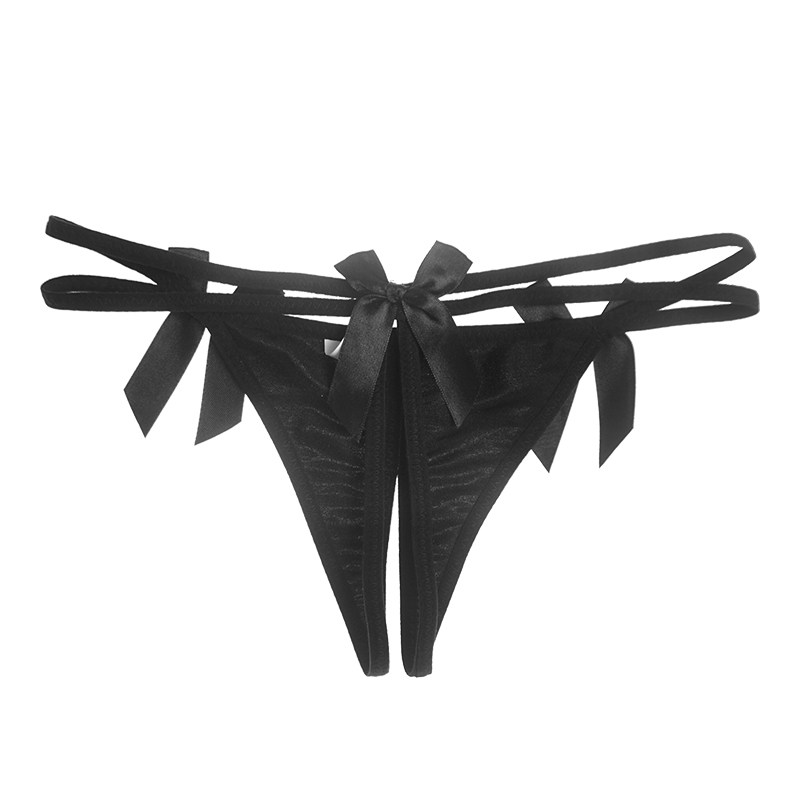 宋夫人 性感黑色蕾丝极度诱惑大开档t丁字裤女士免脱情趣透视内裤