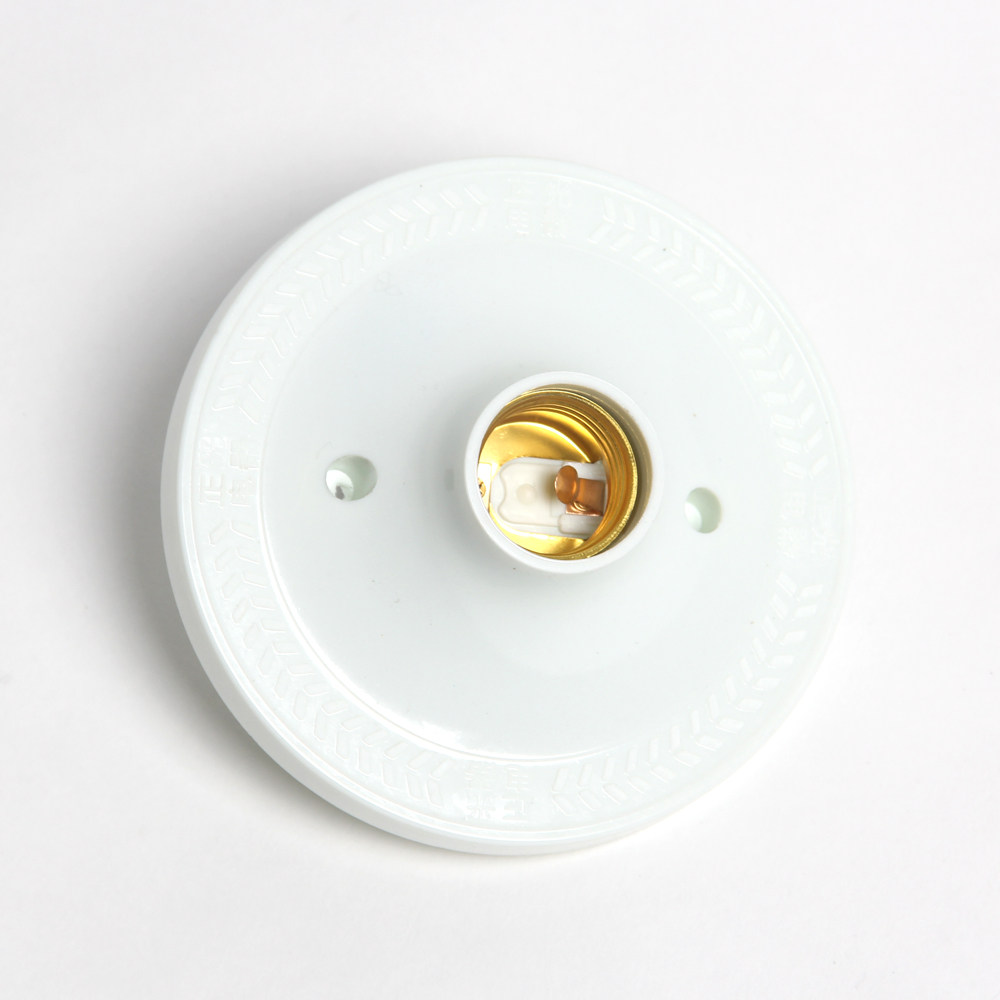 特大平底灯头e27螺旋接口节能灯座平螺口墙壁吸顶灯座底座耐高温