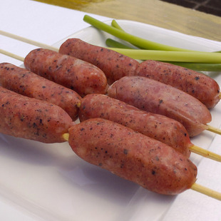户外烧烤香肠食材 黑椒肠串5串 bbq香肠 野营食材