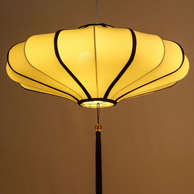 中式布艺吊灯现代创意餐厅会所饭店客厅阳台灯具中国风仿古红灯笼