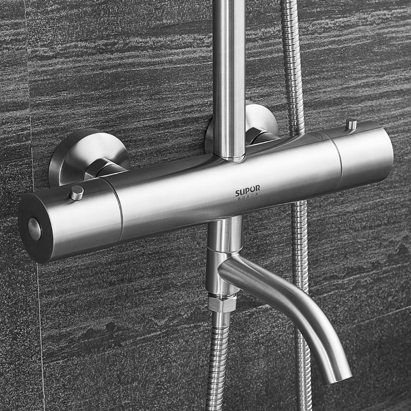 苏泊尔卫浴不锈钢恒温花洒套装冷热增压淋浴套装器喷头三出水38度