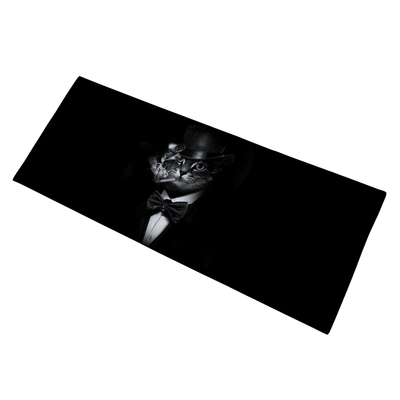 绅士抽烟猫咪黑色长条地垫 入户脚垫厨房卧室床边吸水防滑大地毯