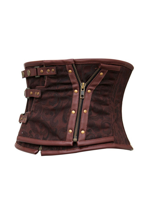 新款全钢骨皮革哥特式短款马甲塑身腰封腰夹朋克风外穿宫廷束身衣