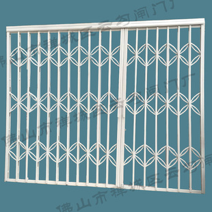 304不锈钢烤白漆钢拉闸门推拉门折叠防盗窗阳台防盗门进户门白色