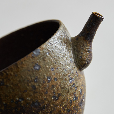 林泉山房 景德镇手工粗陶酱釉公道杯 匀杯 功夫茶具手制茶道