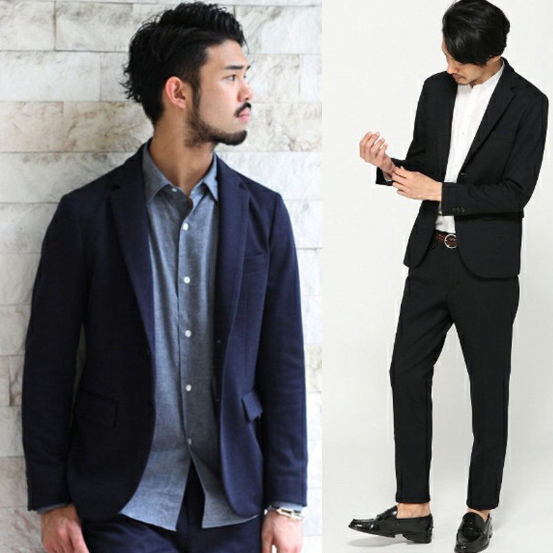 17春装 日系儒雅风客供毛料修身小西装英伦格子潮男西服男士