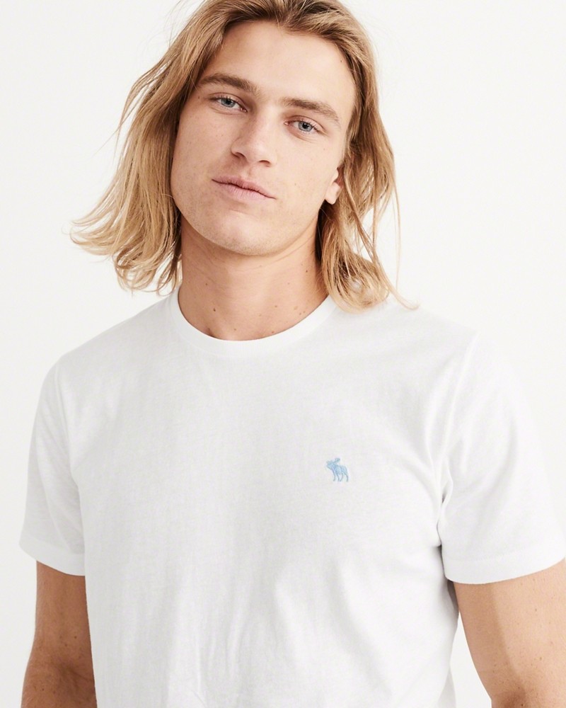 美国正品abercrombie fitch超柔纯色男小鹿af打底短袖圆领v领t恤