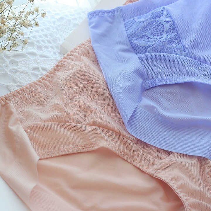 3条包邮透明内裤女性感诱惑真人露毛低腰大码网纱速干三角裤头夏