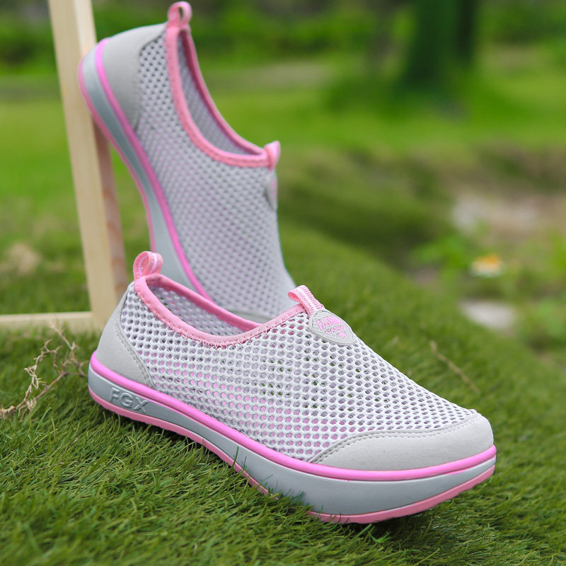 夏季网纱透气套脚k型负跟鞋女腰椎形体矫正产后康复地球鞋倒走鞋