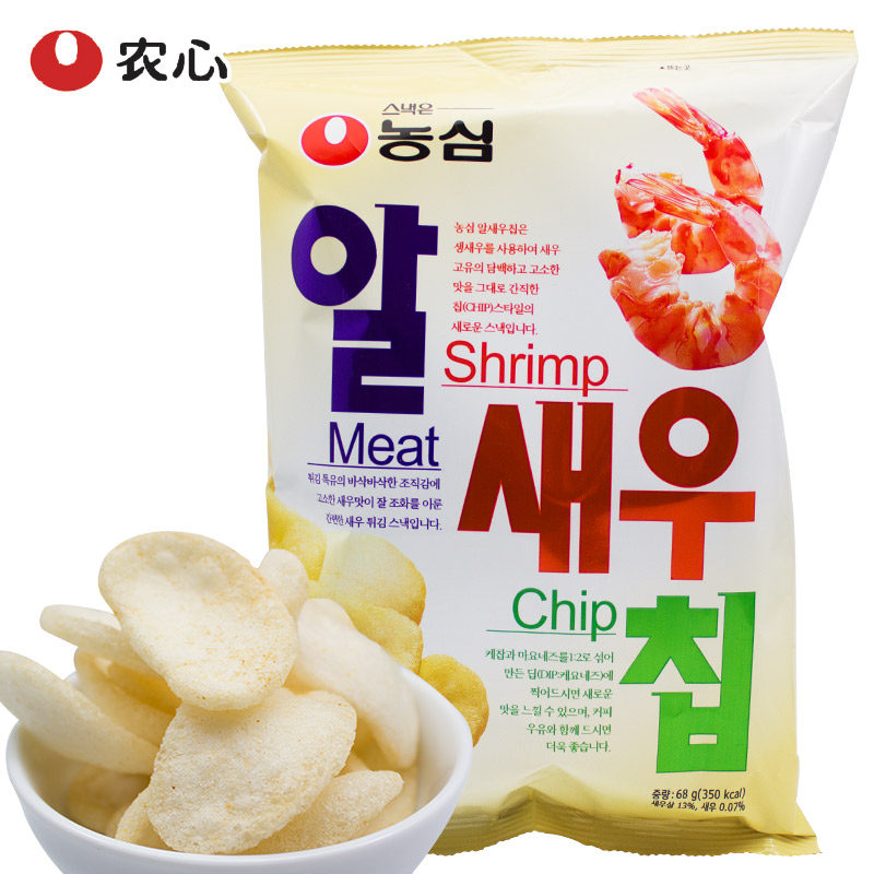 韩国进口零食 农心鲜虾味虾片虾条68g膨化食品办公室休闲食品小吃