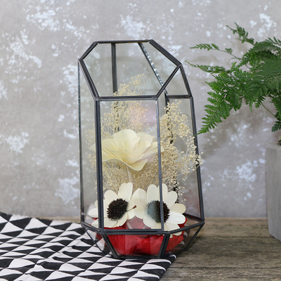 北欧几何玻璃罩花房创意摆件家居客厅干花瓶器装饰工艺品微景观